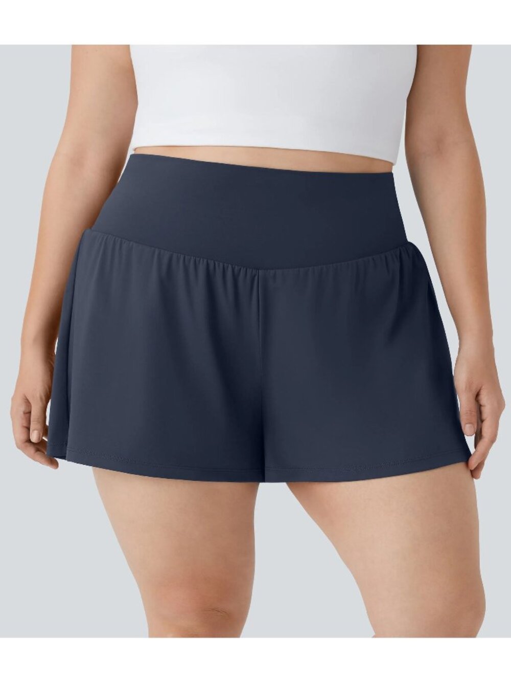 Halara Womens 2X Navy Blue Athletic Skort With High-Waist Design And Built-In Sh